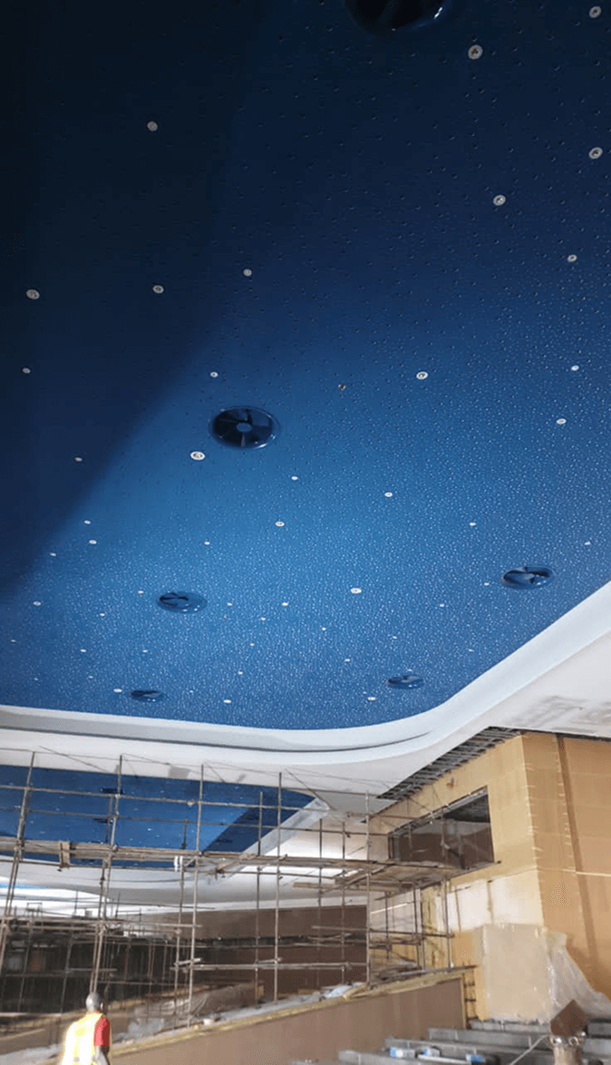 Interior ceiling and scaffolding